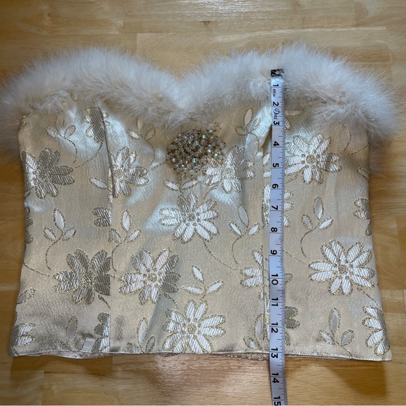 Vintage Rare Victoria’s Secret Gold Label Feather Trim Floral Satin Corset Top - Picture 8 of 15